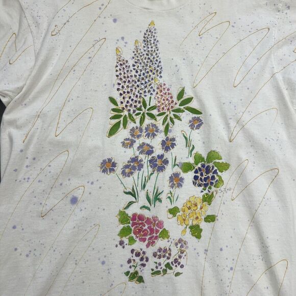 Fruit Of The Loom Vintage Single Stitch Floral Short Sleeve T-Shirt Size XL - Picture 2 of 8